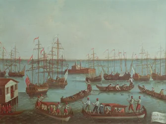 Adelsmän som fiskar i kanalen Orfano